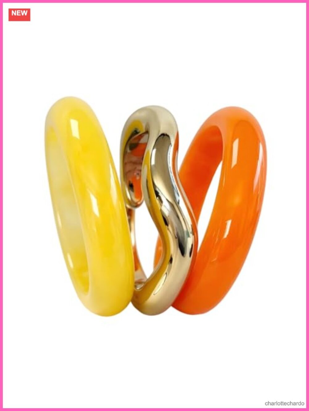 3Pc Stackable Acrylic Bangle Set Chunky Resin Geometric Cuff Statement Jewelry